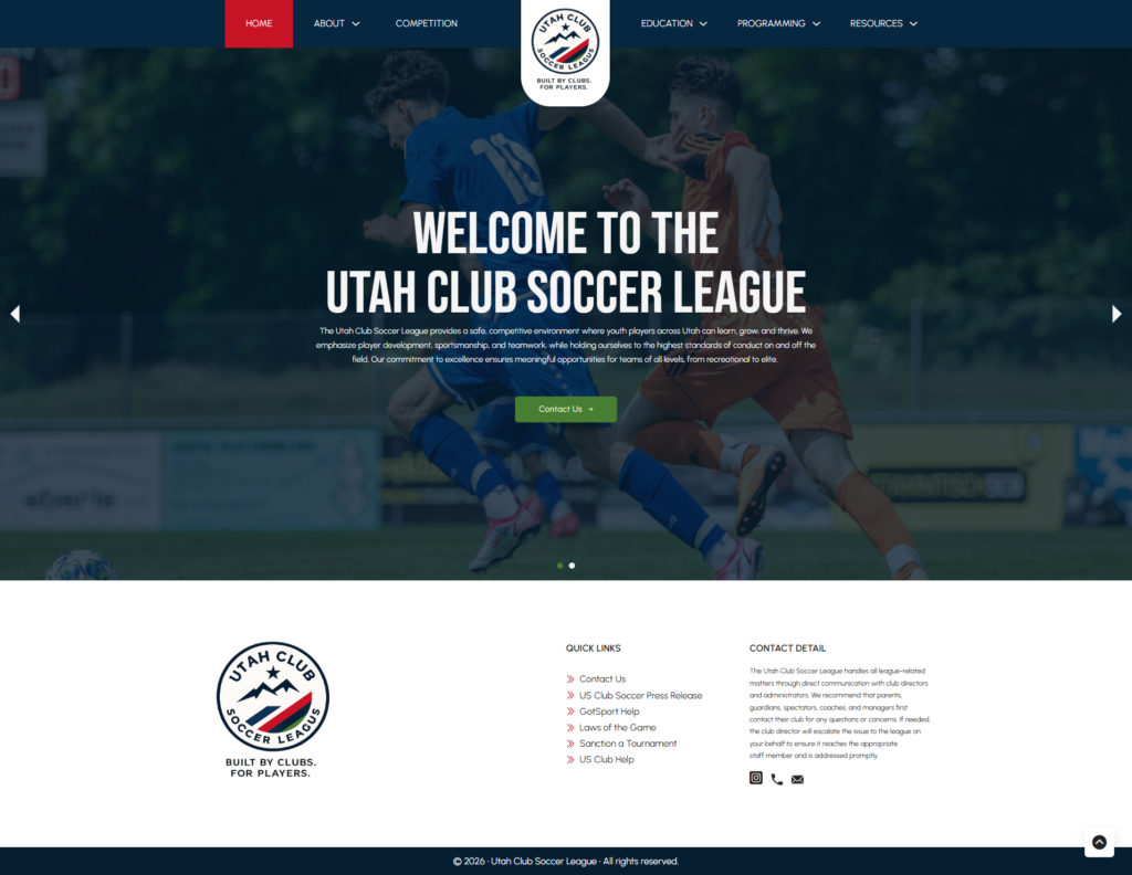 Website design template Soccer League